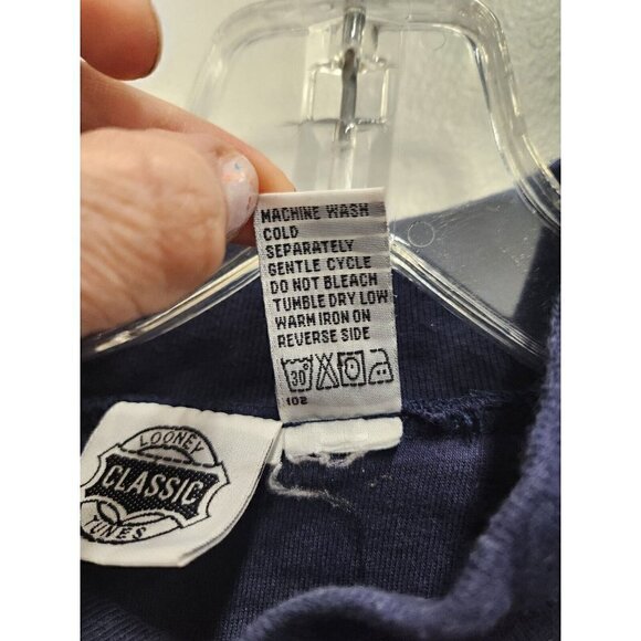 Vintage Looney Tunes Classic Mens Top XL Navy Mock Neck Long Sleeve Characters - Picture 6 of 8